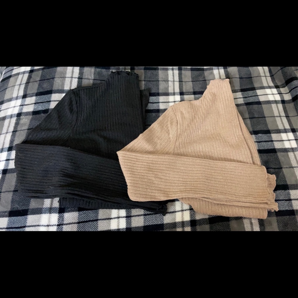 two bodysuits from shein, size XL colors black and light brown